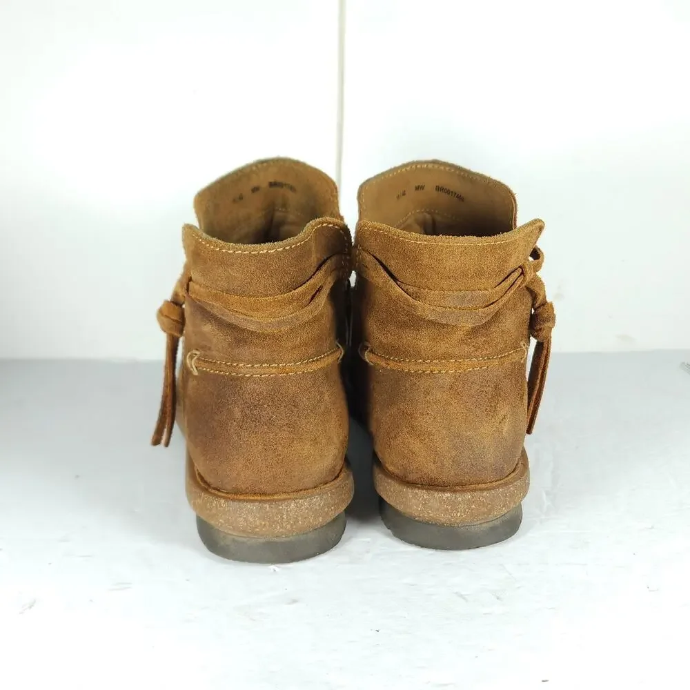 Born Women's Tarkiin US 11 Brown Distressed Suede Side Zip Ankle Boots Booties